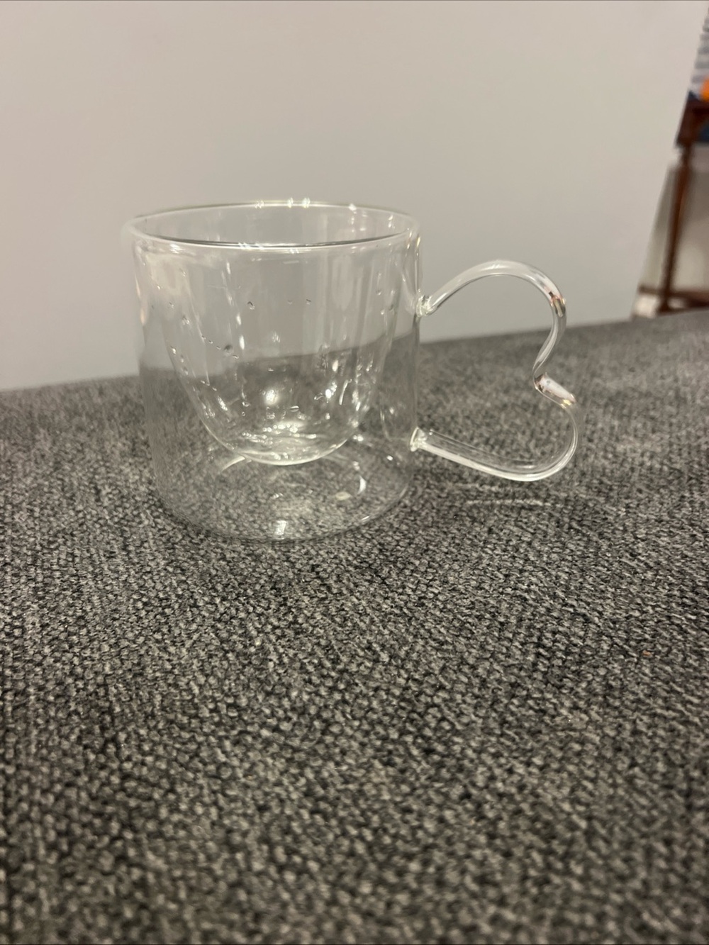 Source Unknown Clear Double-Wall Glass Mug with Heart Handle